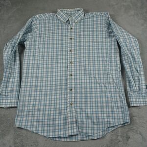 LL Bean Shirt Mens Large Tall Blue Plaid‎ Button Up Pockets Outdoor Casual